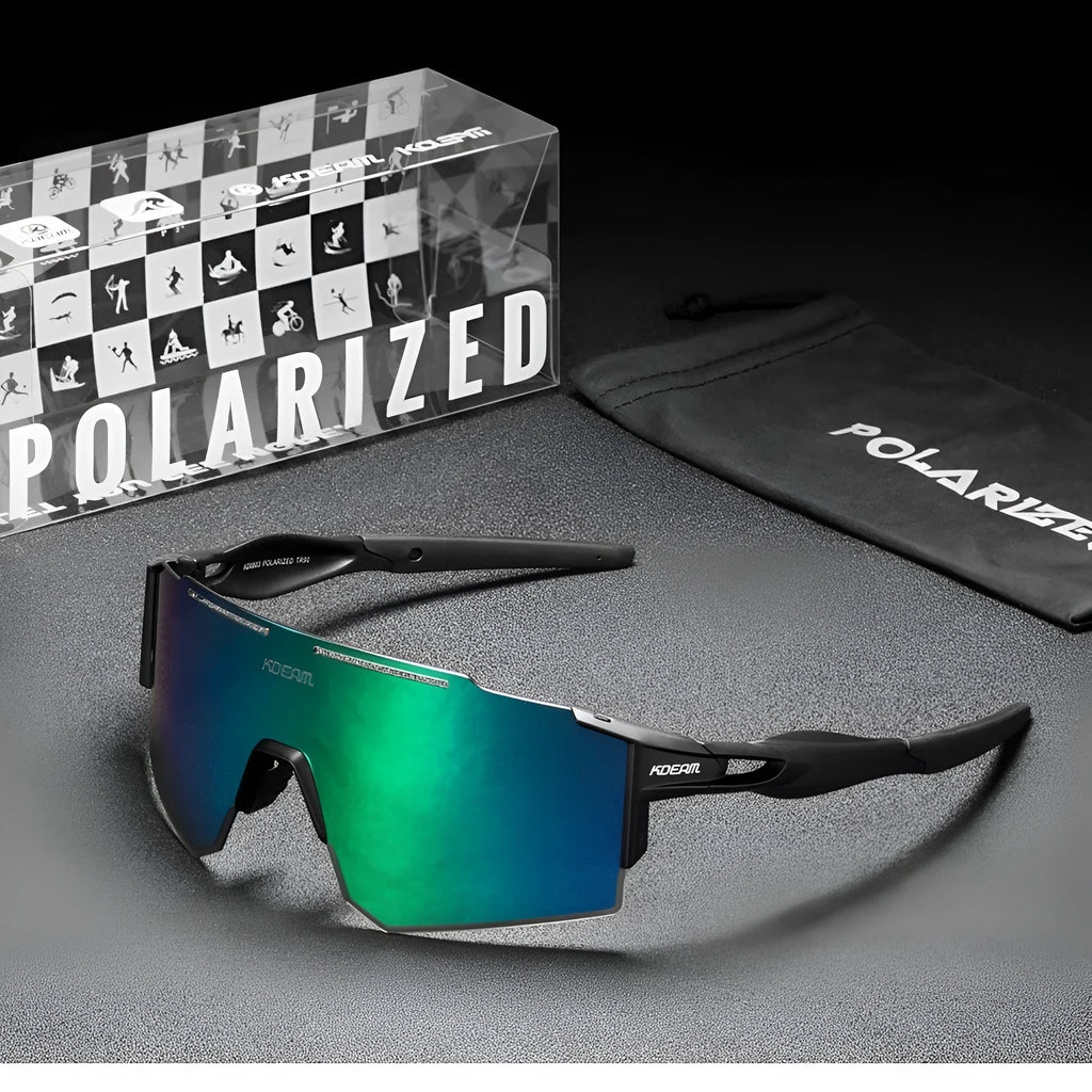 Polarised frameless cycling sunglasses with TR90 frame in multiple colour options for sports use