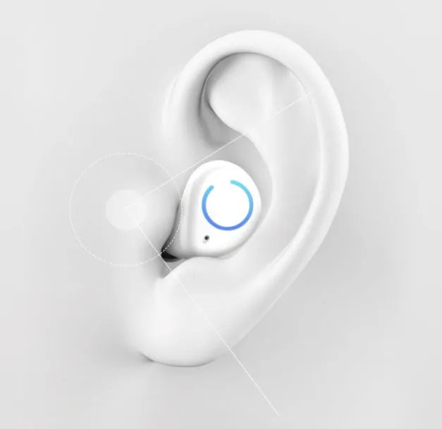 Black and white M18 true wireless in-ear stereo headset with Bluetooth 5.0.