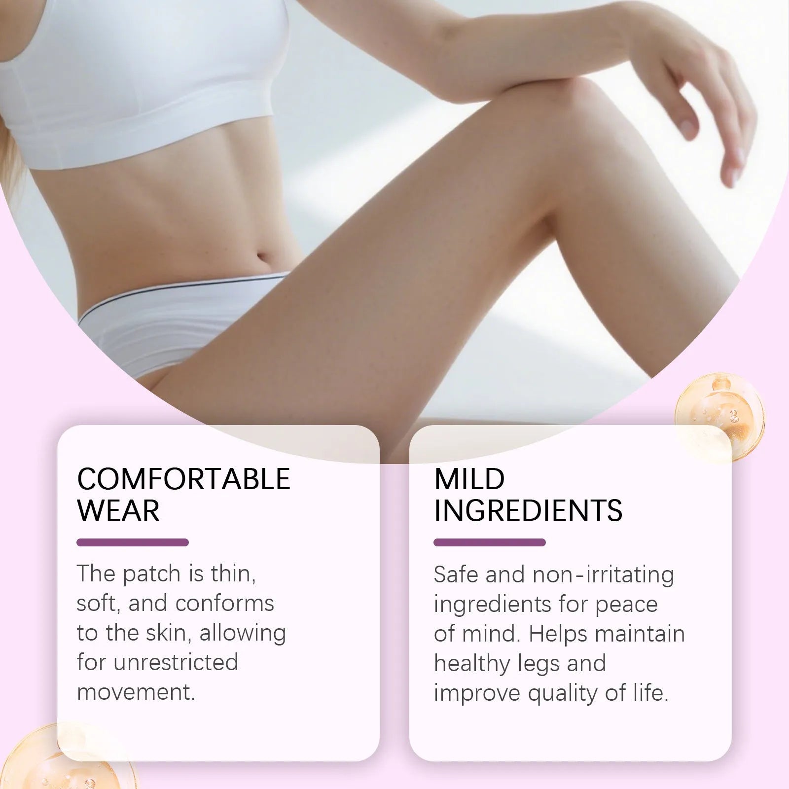 Leg care patch kit containing 12 nursing patches with plant ingredients for nourishing massage