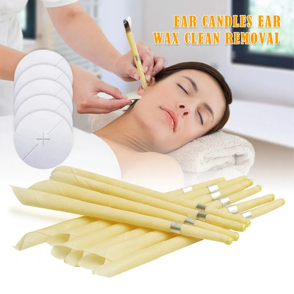 Natural beeswax ear candle 23.5cm with conical design for ear wax removal and aromatherapy.