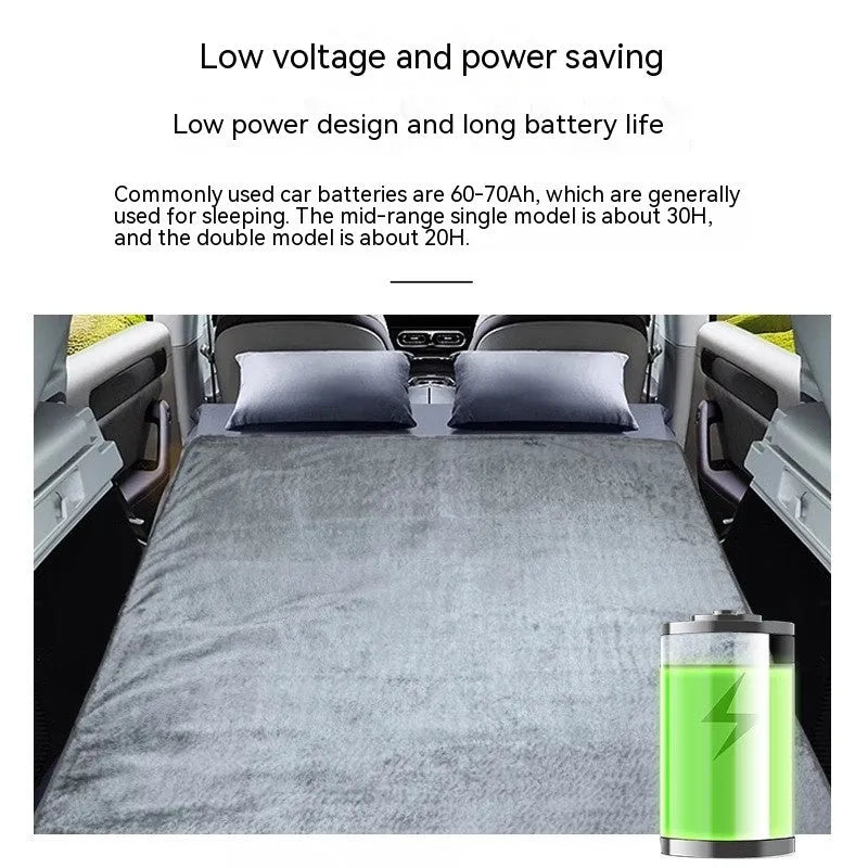 Grey 12V car electric blanket with cigarette lighter plug showing 160x150 cm double width dimensions