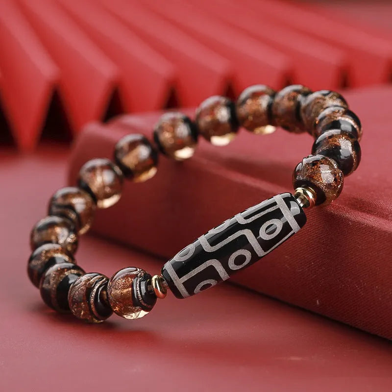 Ancient five-colour multi-treasure year snake lucky bracelet in coloured glaze with auspicious patterns