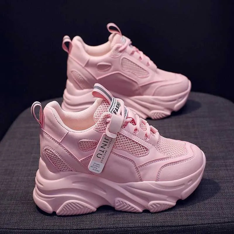 Women's casual platform mesh shoes with hollow-out design and toe holder styling in various colours