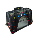 Breathable portable pet handbag made of 600D oxford cloth, nylon mesh and lamb cashmere for small dogs and cats.