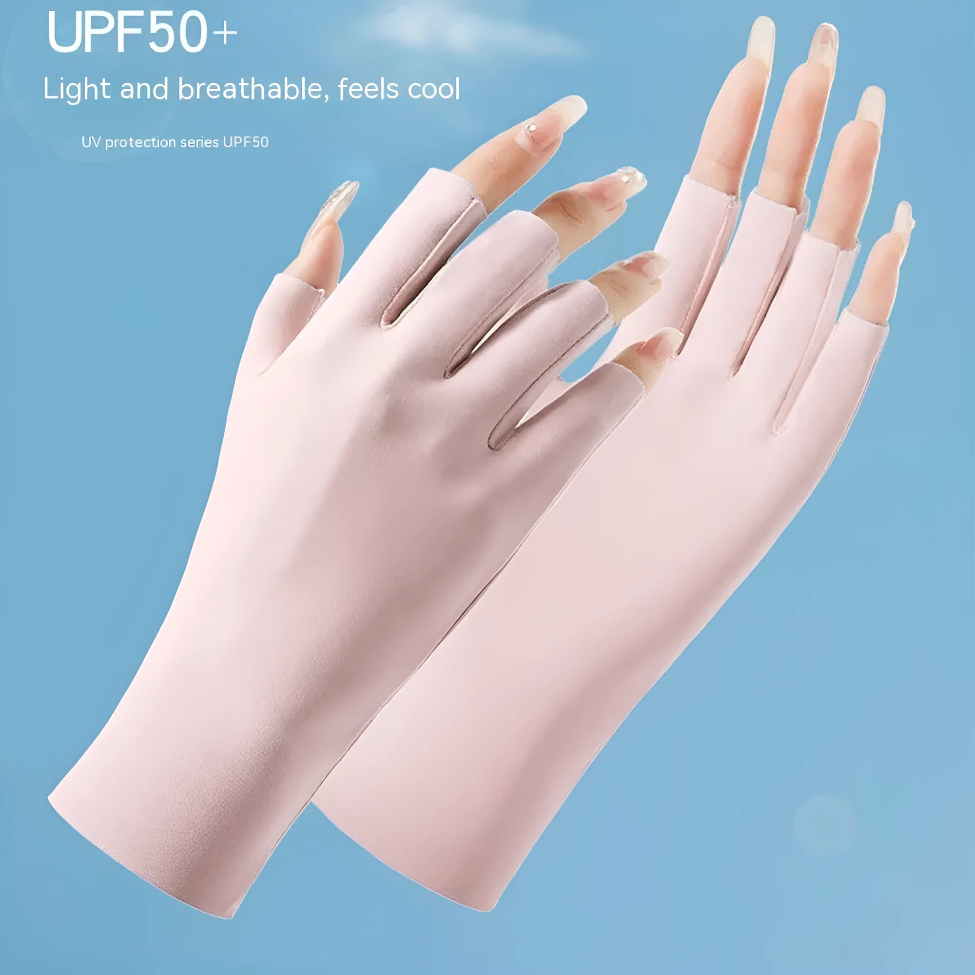 Women's thin ice silk sunscreen gloves with UPF50 protection in various colours