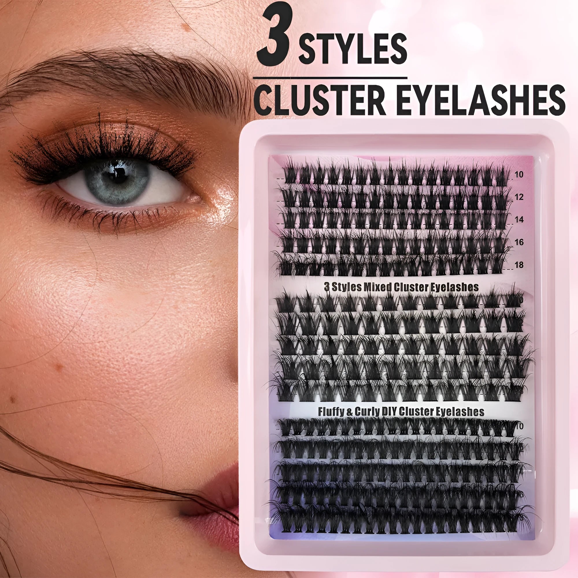 Mixed messy false eyelash set in high imitation material with large capacity storage box