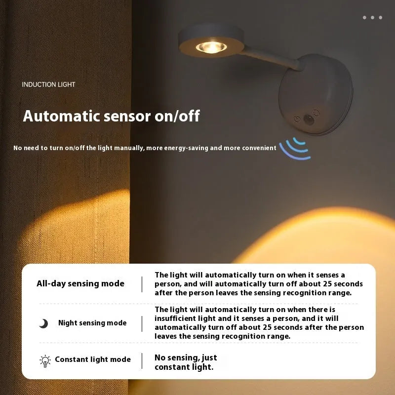 Modern geometric wireless rechargeable wall spotlight in black or white with remote control.