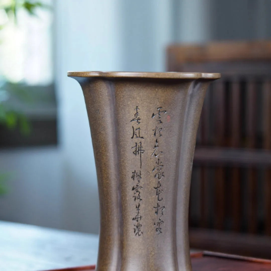 Purple clay Zisha flowerpot with sharkskin and blue veins by Kuai Duohui, Chinese style plant pot