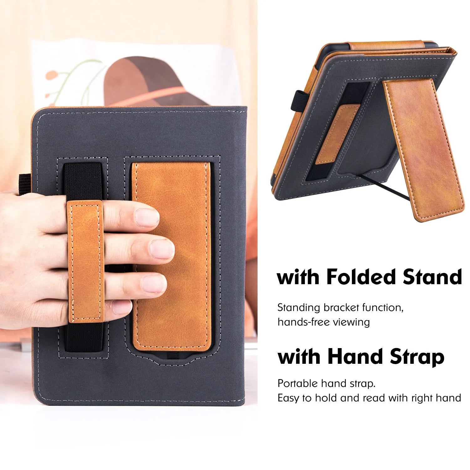 Fabric Kindle Paperwhite 11 case with wrist strap bracket in various colours.