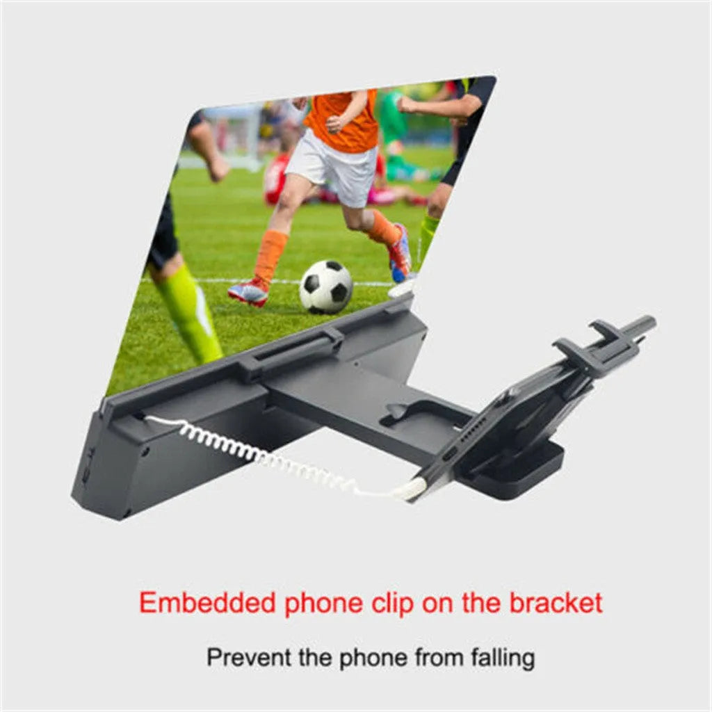 12-inch foldable mobile phone screen amplifier with acrylic lens and audio cable for smartphone enlargement