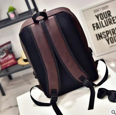 PU men's casual shoulder bag square vertical section black colour with stitching details and double strap