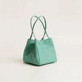 Small square textured PU bucket bag in solid colour, available in six shades for women