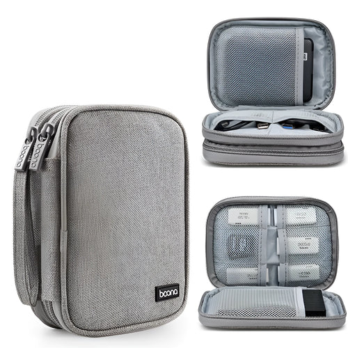 Black and grey Oxford cloth protective cases for 2.5-inch portable hard drives.