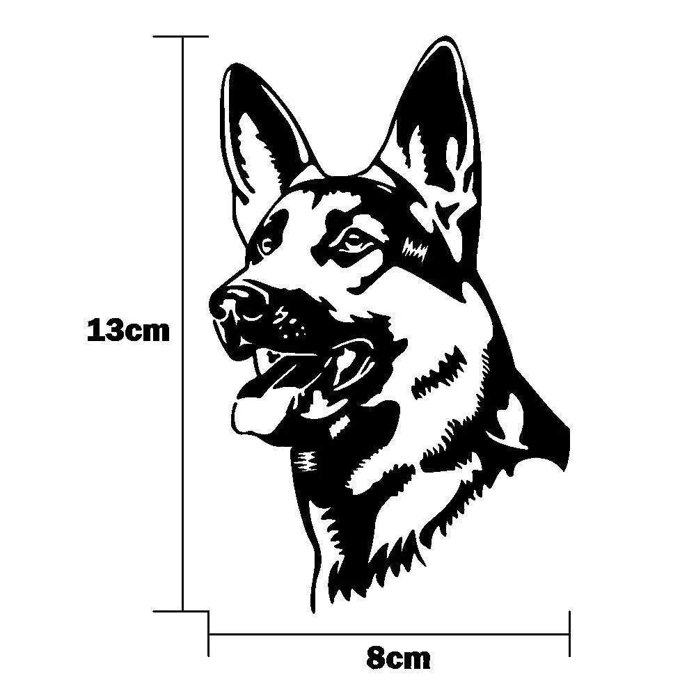 Reflective Alsace Shepherd dog bumper sticker for cars in multiple colours.