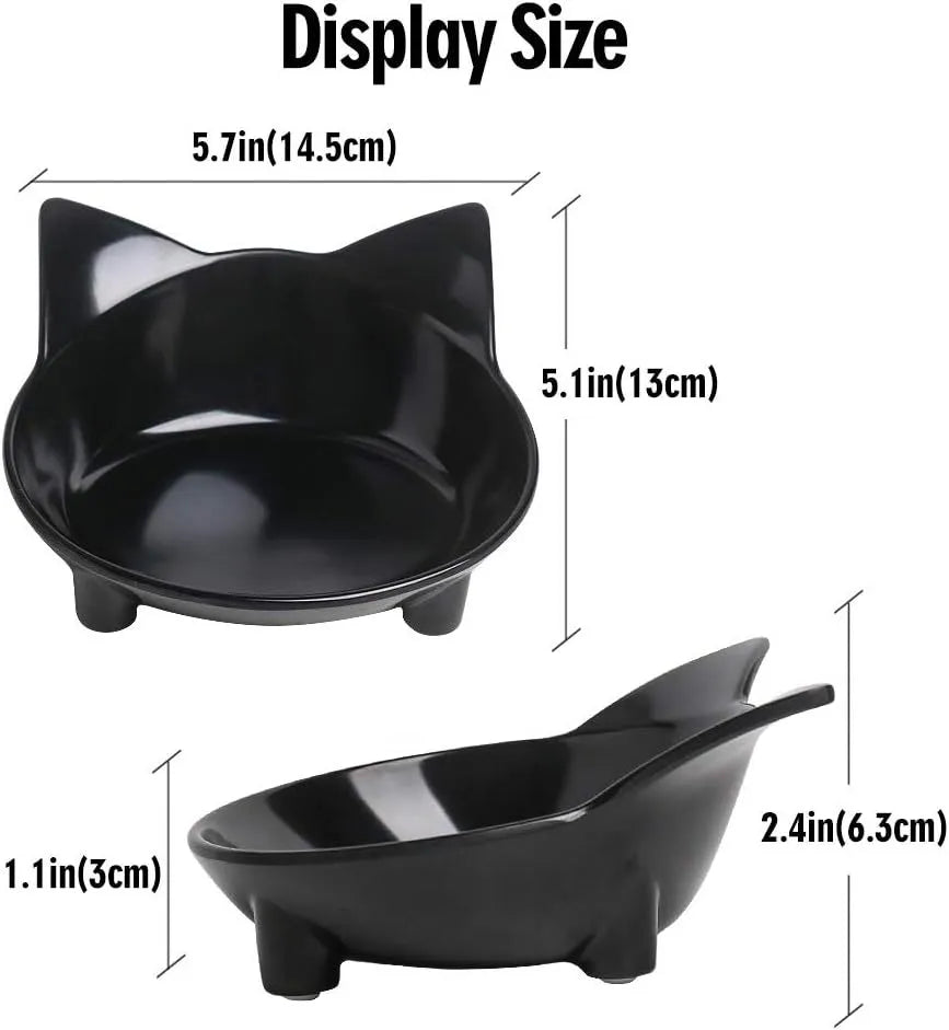 Shallow white melamine cat bowl with non-slip rubber base on a floor