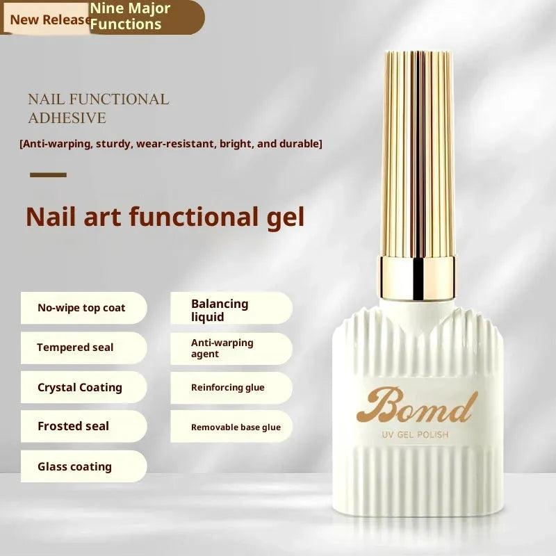 Nail adhesive kit with removable primer and crystal plated seal coat in 15ml bottles