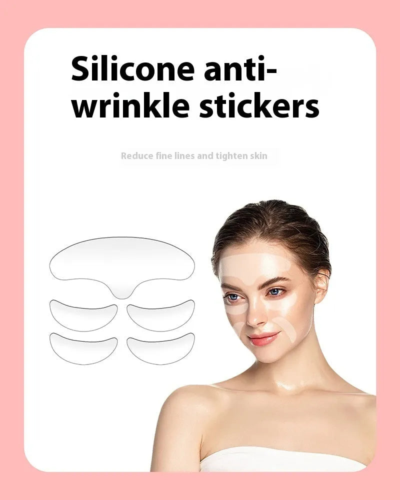5-piece set of silicone anti-wrinkle face stickers for wrinkle removal and prevention