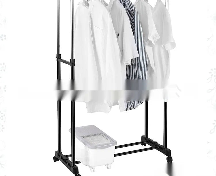 Stainless steel floor laundry rack, 78x42cm base, adjustable 80-160cm height, modern simplicity style