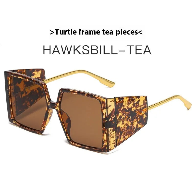 Large square frame sunglasses on a white background showing available colour options.