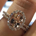 Rose gold electroplated alloy ring with micro-inlaid zircon, geometric shape, sizes 5 to 11