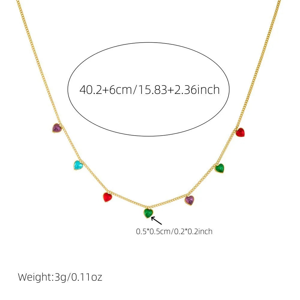 Gold-plated stainless steel necklace with heart pendant on adjustable 41-50cm chain