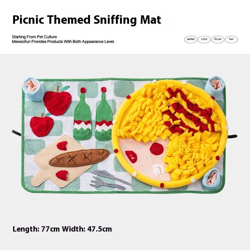Plastic fabric dog sniffing mat with printed theme pattern for slow feeding and scent games