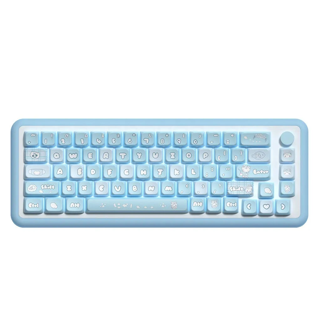 Custom watercolour cat design mechanical keyboard keycaps in 138 or 158 piece full sets