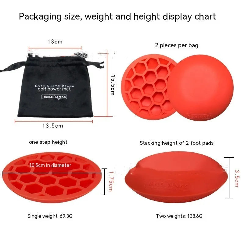 Orange golf strength training mat with natural rubber centre of gravity design for swing practice
