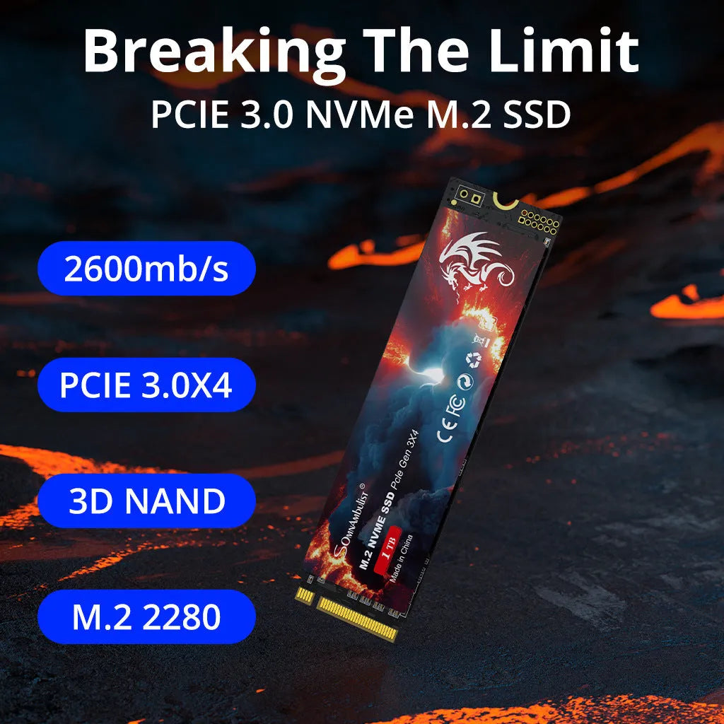 M.2 solid-state drive for desktop computers with PCIe 3.0 interface measuring 80mm long