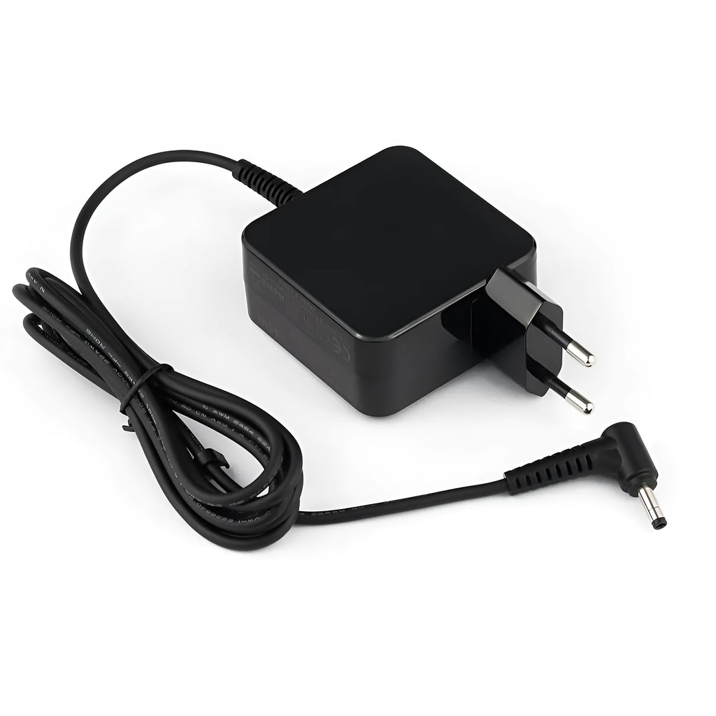 Black Hua 45W laptop power adapter with attached DC connector and charging cable.