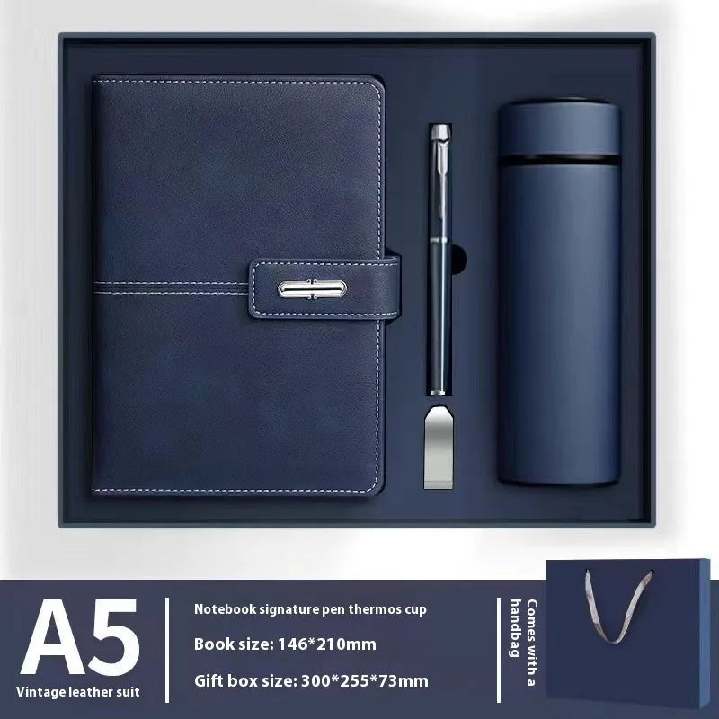 A5 notebook with PU leather cover in multiple colour options including red, green, blue and black