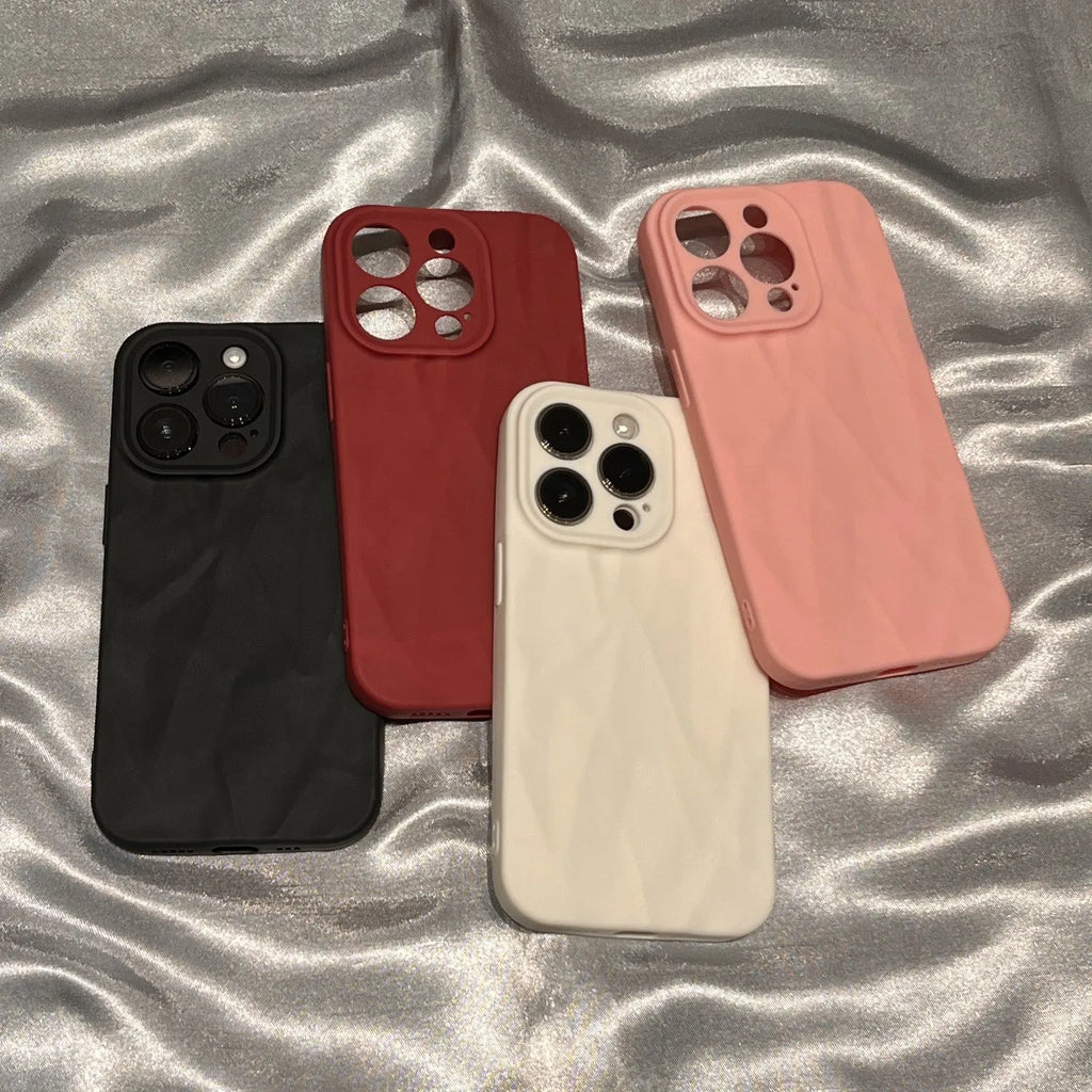 Advanced Skin Wrinkled Silicone Phone Case for iPhone 15 14 13 12 in black with textured wrinkle finish