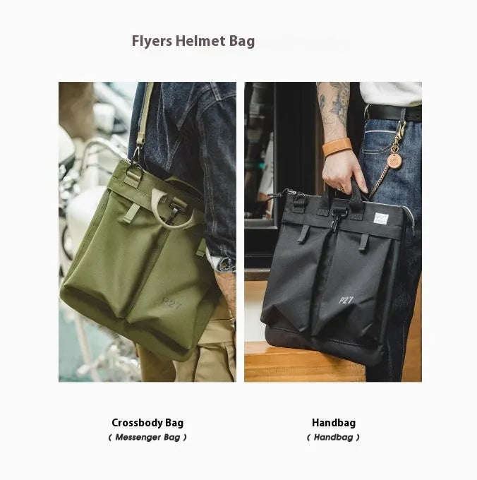Marden Tooling Helmet canvas crossbody messenger bag in military green with shoulder strap