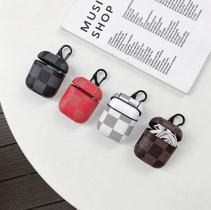 Lattice pattern plastic hard shell cover for AirPods 2nd generation case in multiple colour options.