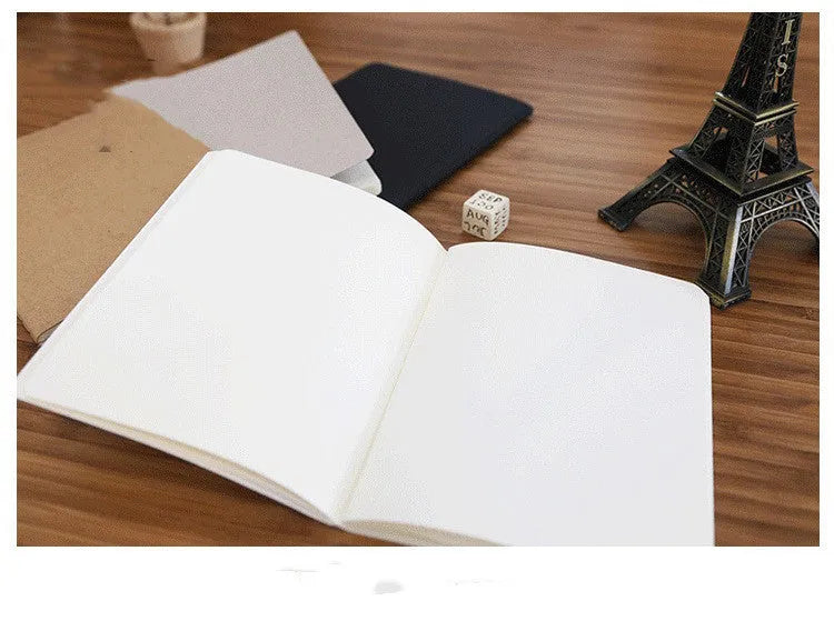 Retro plain blank graffiti book in black, white, cowhide colour, or grey with 102x142mm pages and car line stitch binding.