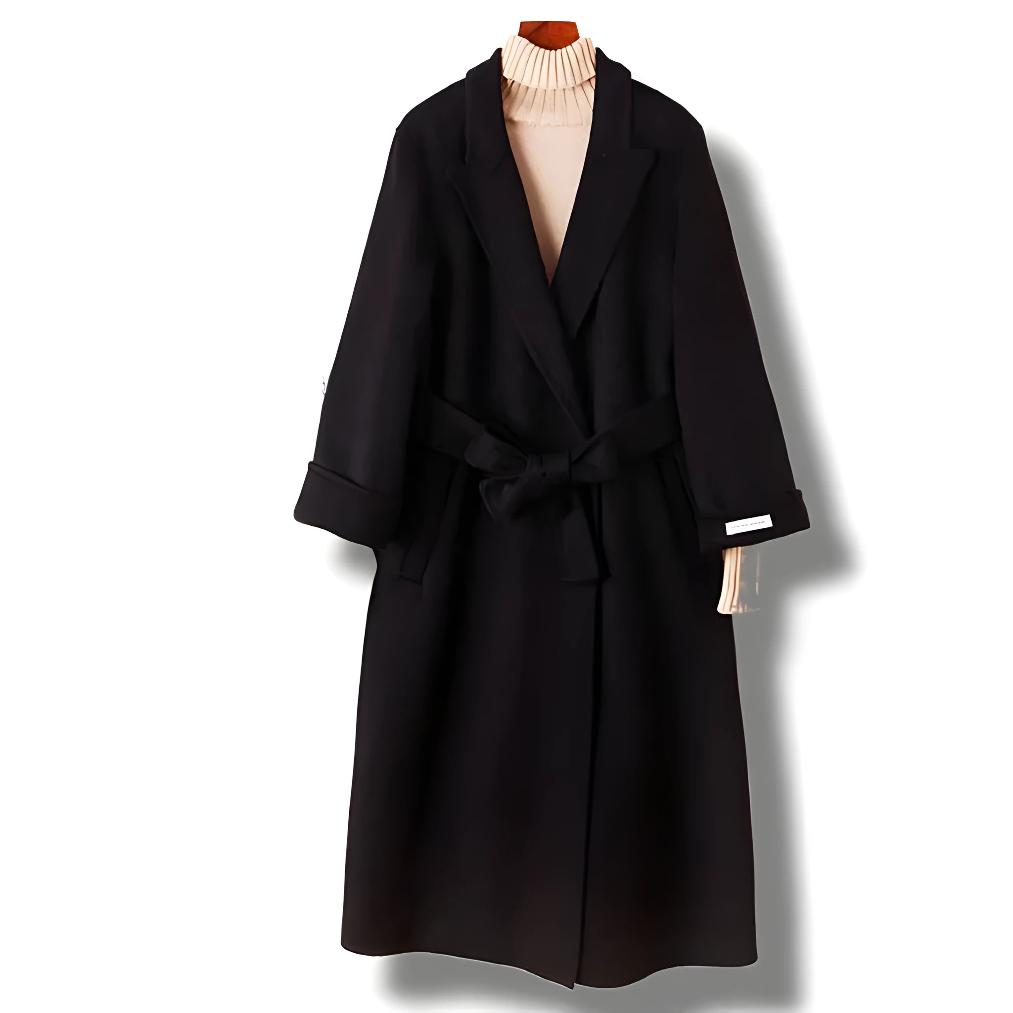 Men's long suit collar wool coat in black and caramel colour options