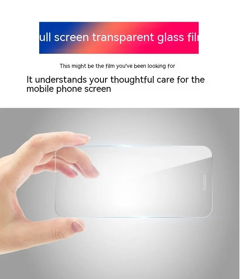 Samsung phone with HD tempered glass screen protector showing full screen coverage
