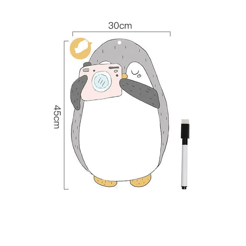 Penguin design magnetic message board for refrigerator with 45cm by 30cm dimensions