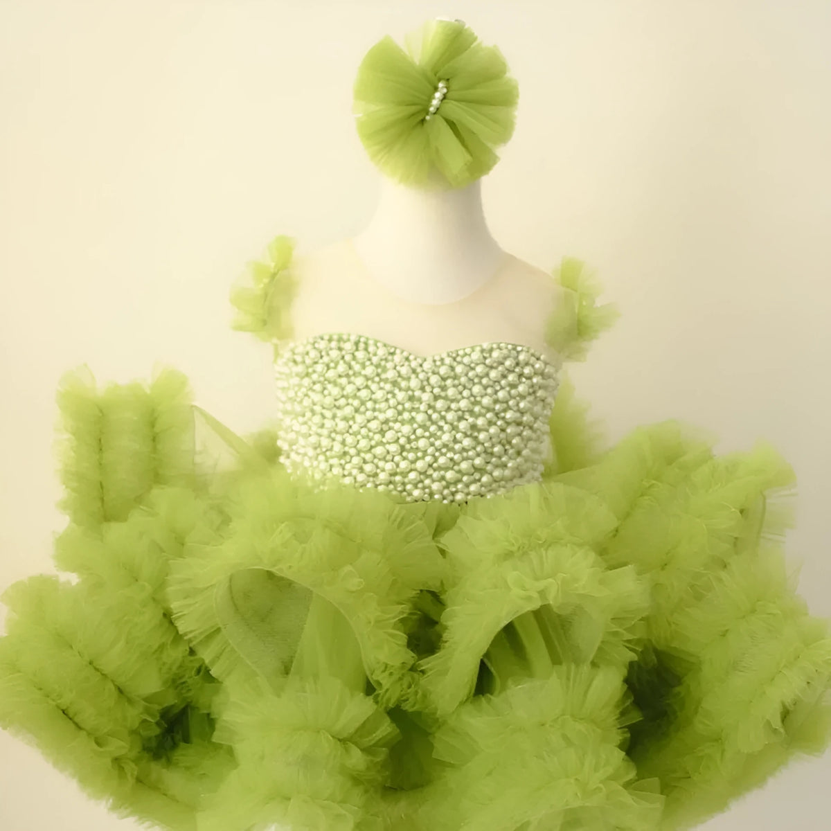 Girls linen princess dress in fairy mori style with small trailing host design, available in four colours and heights 80cm to 160cm.