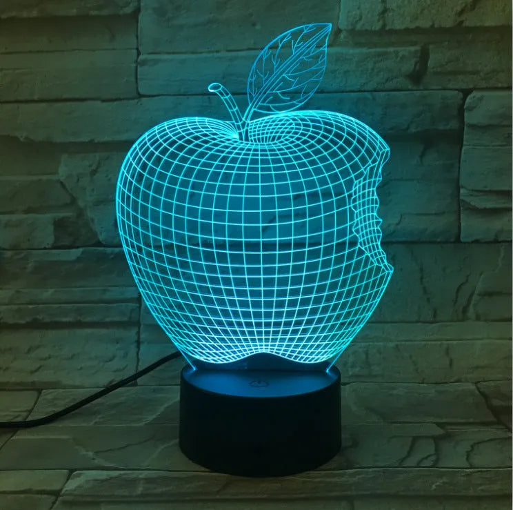 3D fruit colourful night light with touch control and acrylic shade in seven colour options