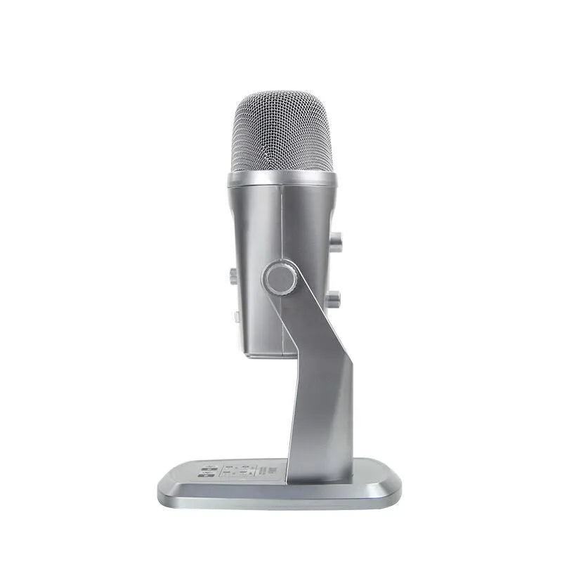 Silver plastic USB omnidirectional microphone with built-in mic for computer recording