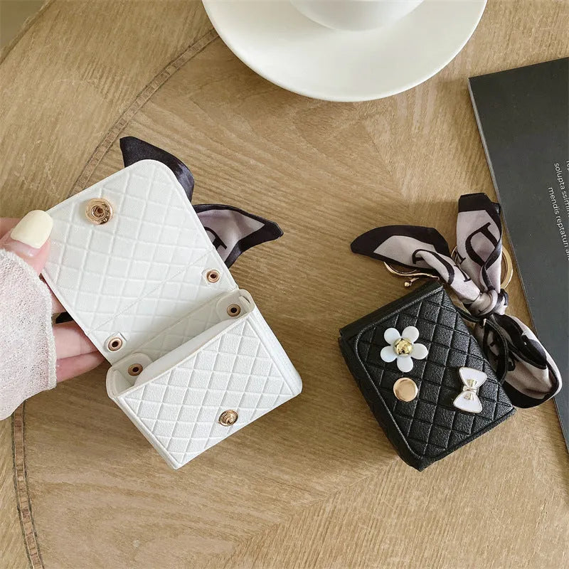 Simulated leather earphone bag for Apple AirPods in pink with soft shell design