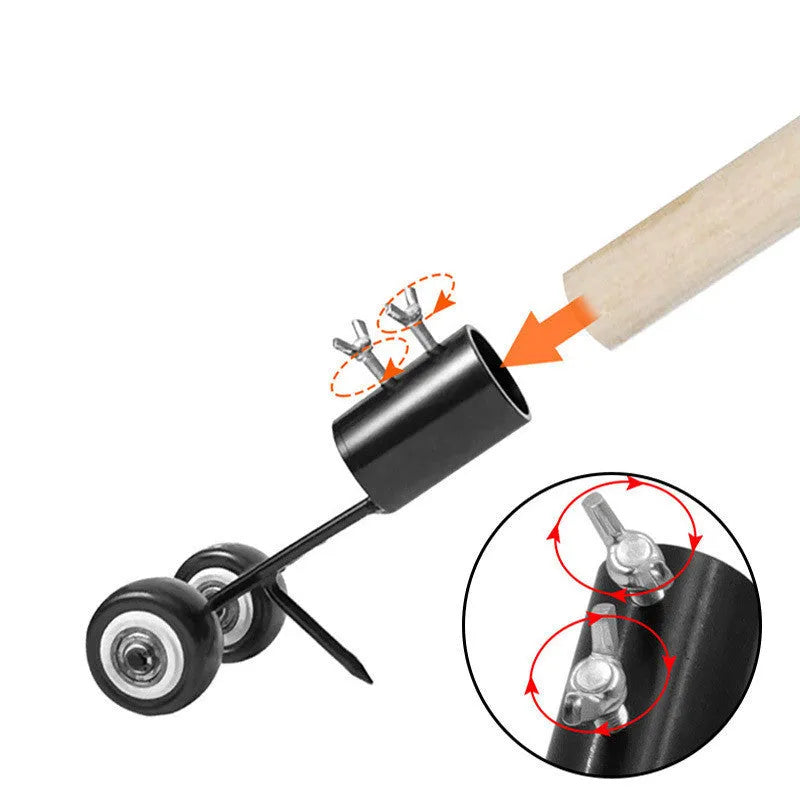 Manual weed puller with iron double knife head for no-bend weeding on paved surfaces