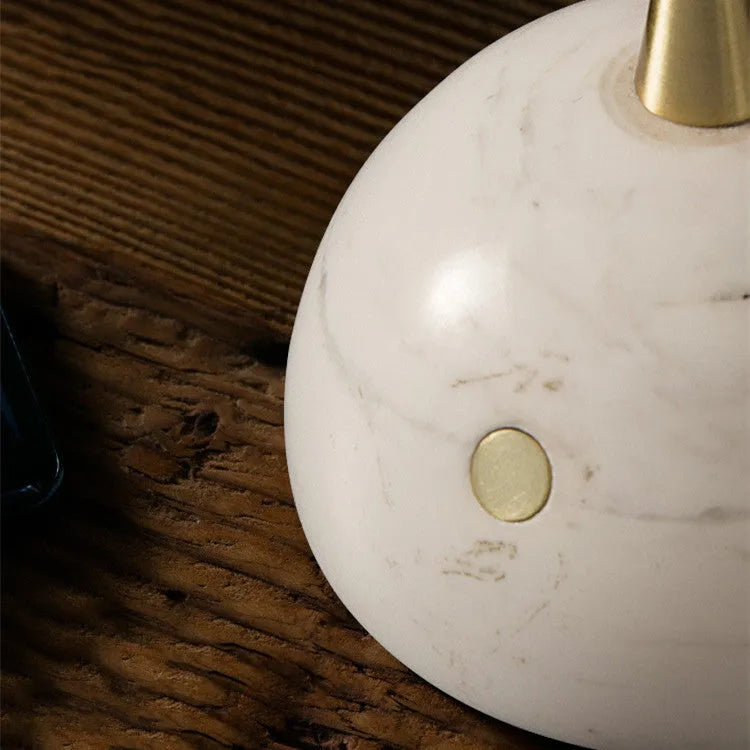 Creative glass desk lamp with dimmable touch switch and LED light on a wooden desk.