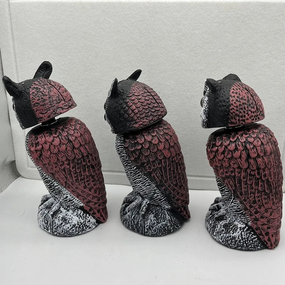 Artificial owl bird scare ornament with shaking head design for outdoor garden protection