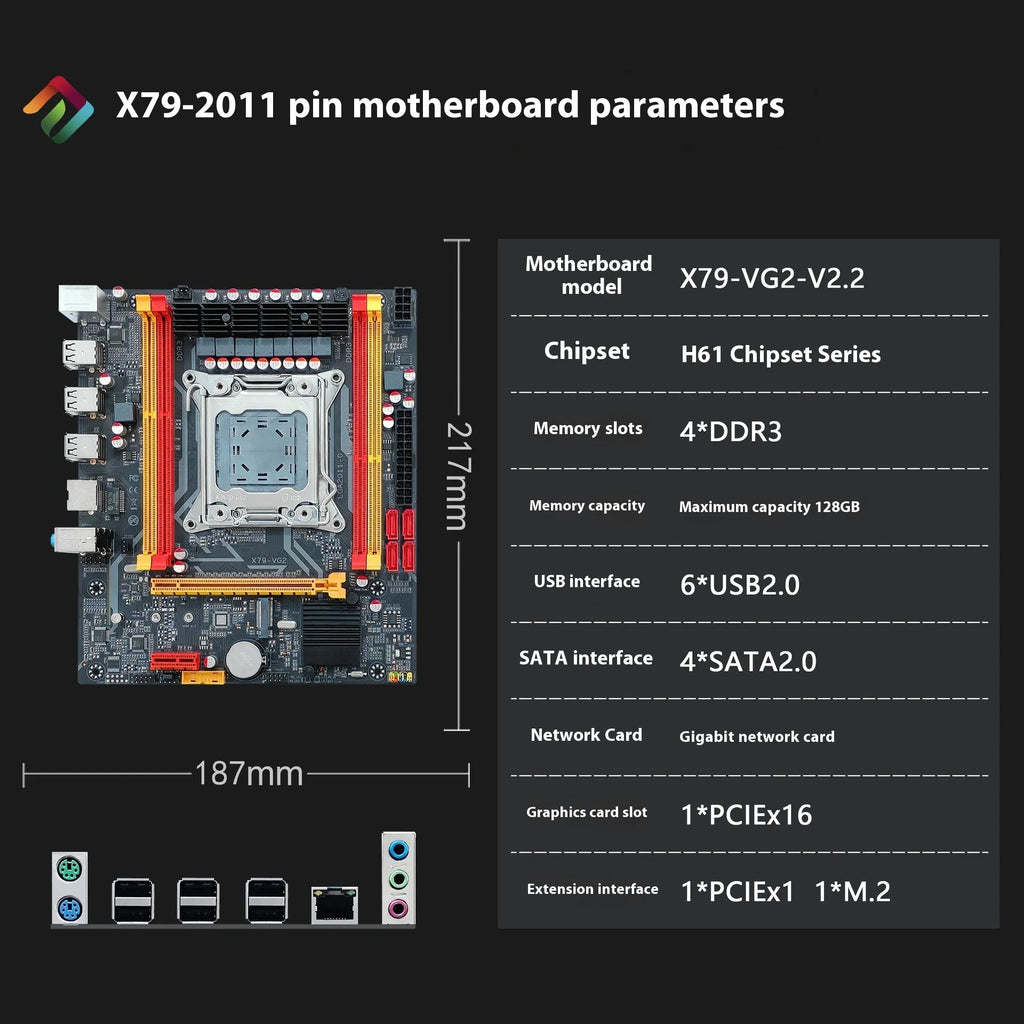 LGA 2011 MicroATX desktop motherboard with four DDR3 slots and on-board NIC
