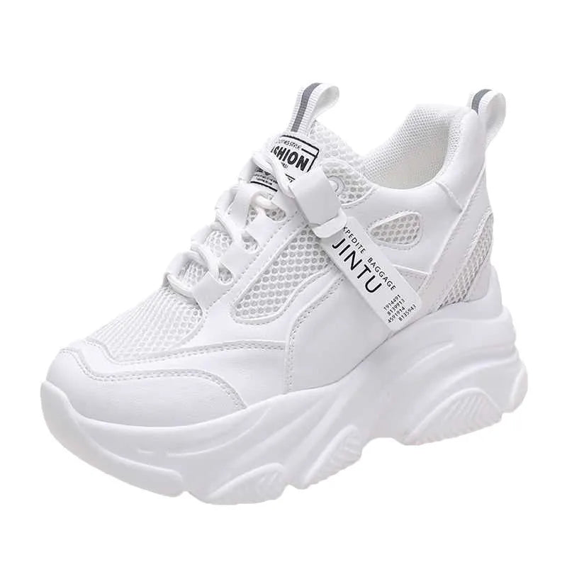 Women's casual platform mesh shoes with hollow-out design and toe holder styling in various colours