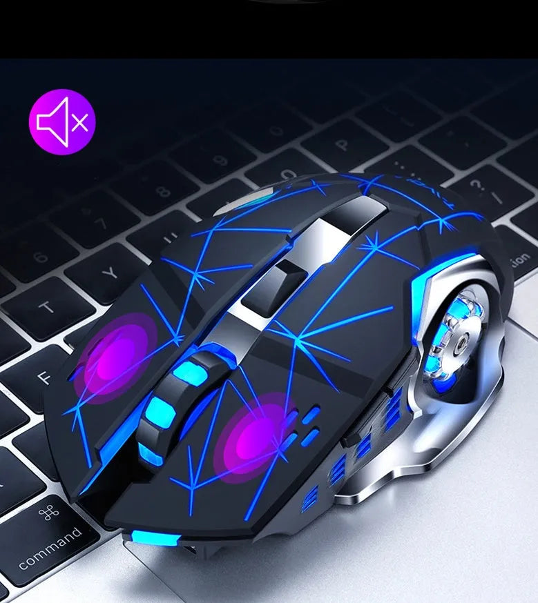 Wireless charging mouse in black or white with six buttons and 2400dpi resolution