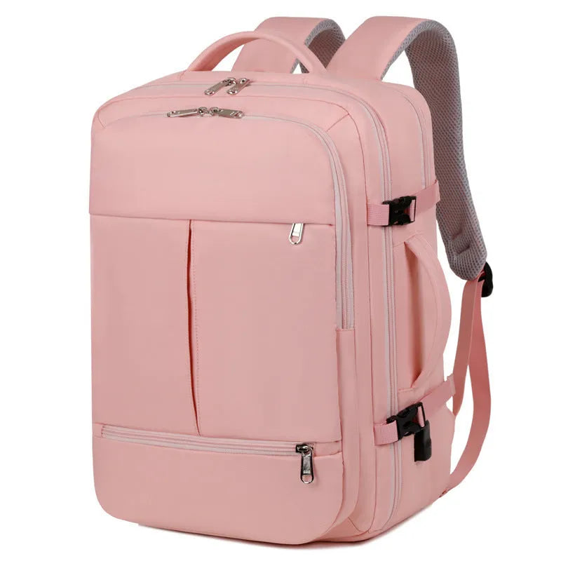 Waterproof Oxford cloth business backpack showing multiple pockets and zippers, suitable for a 15.6-inch laptop.