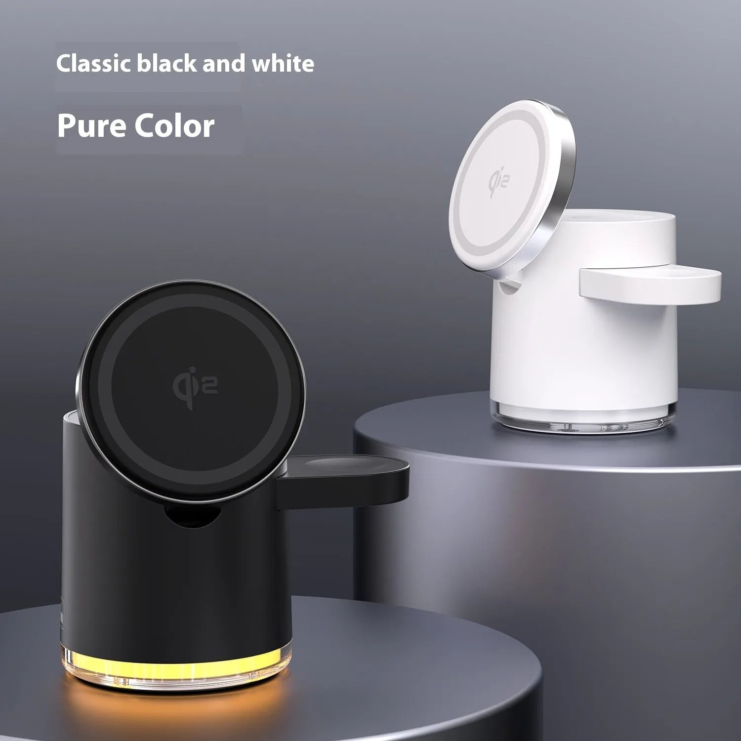 C16 portable three-in-one magnetic wireless folding charger in black or ivory white colour